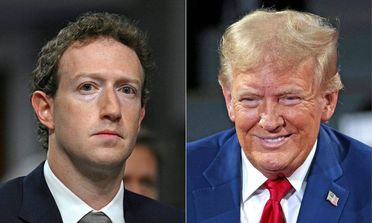 Montage d’images montrant le PDG de Meta, Mark Zuckerberg, et Donald Trump, ancien président des États-Unis et candidat républicain, en 2024.