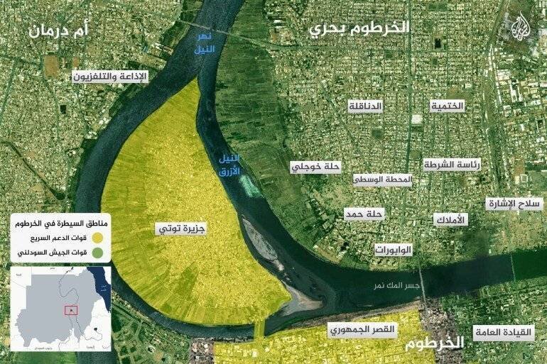 Carte des zones de contrôle à Khartoum