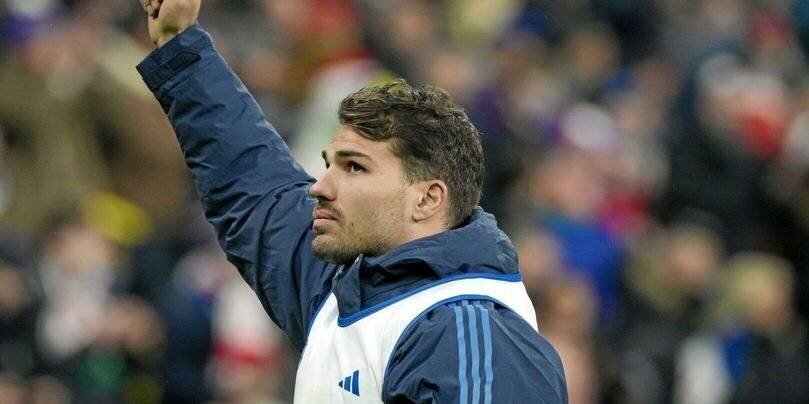 Antoine Dupont après le match de rugby des Six Nations entre la France et le Pays de Galles au Stade de France à Saint-Denis, près de Paris, vendredi 31 janvier 2025.