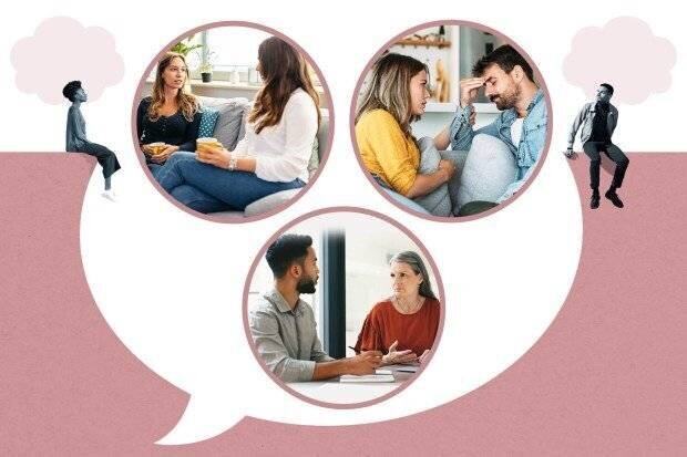 Illustration de personnes en séance de thérapie.