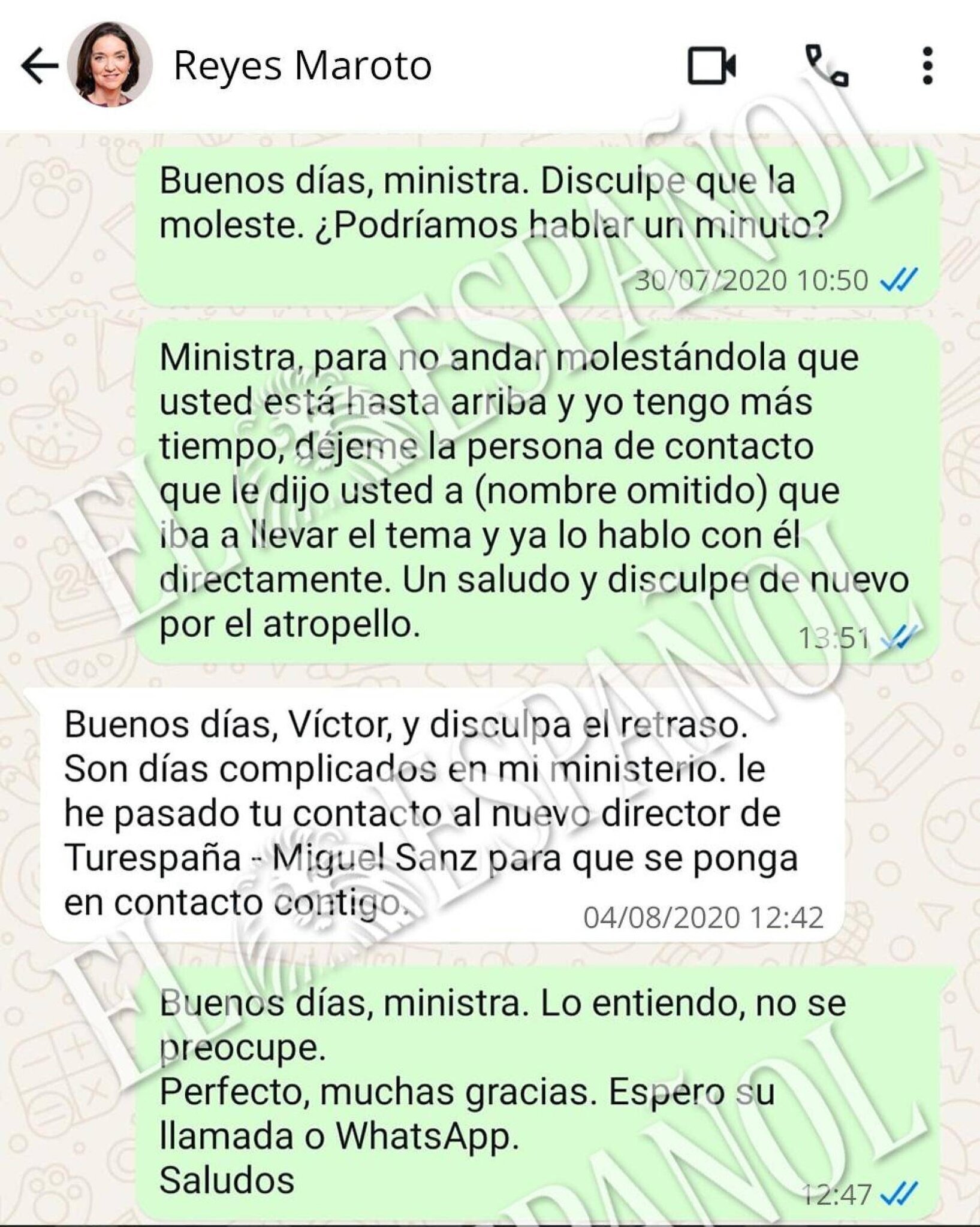 Mensajes entre Aldama y Maroto sur des réunions avec Javier Hidalgo