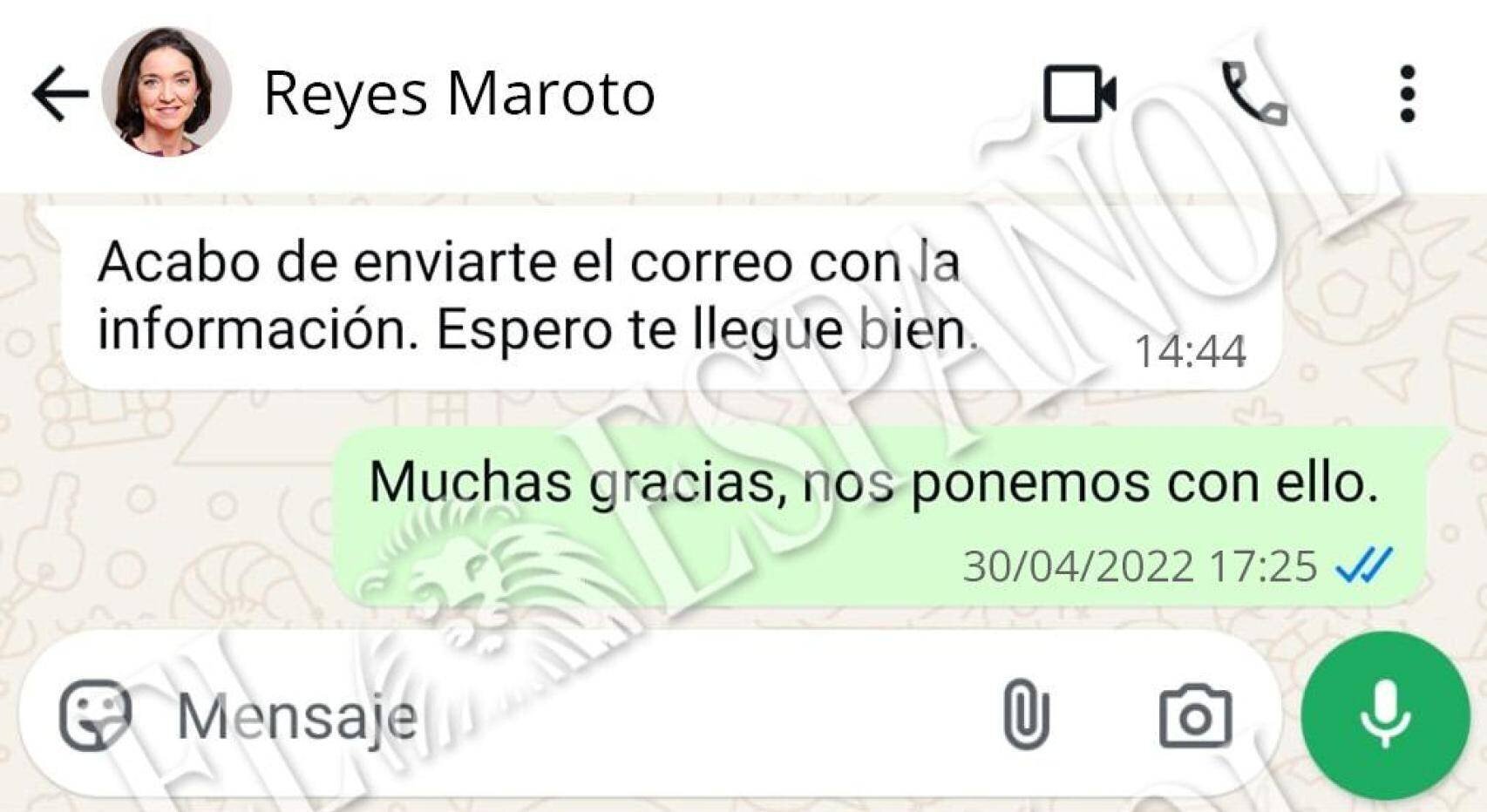 Mensajes entre Aldama y Maroto sur des réunions avec Javier Hidalgo