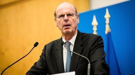 Le ministre de l'Economie, Eric Lombard, s'exprime lors de la présentation d'un rapport à Bercy, le 27 janvier 2025. (CHANG MARTIN/SIPA / SIPA)