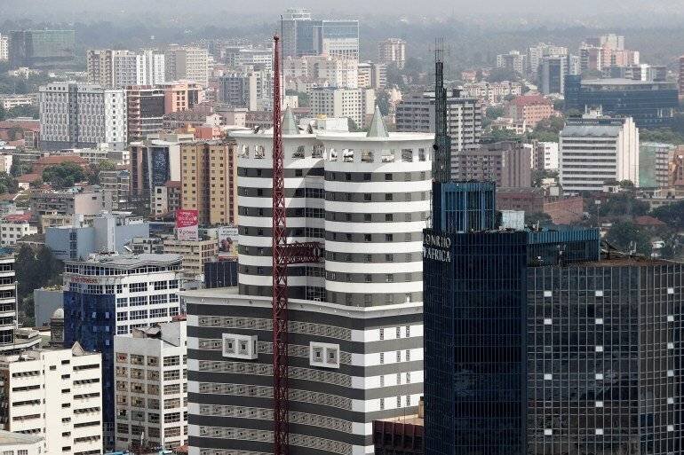 Une vue générale du centre d'affaires à Nairobi, Kenya