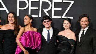Karla Sofía Gascón, Zoe Saldana, Jacques Audiard, Selena Gomez, Édgar Ramírez à la première de « Emilia Pérez » le 21 octobre 2024 à Los Angeles.