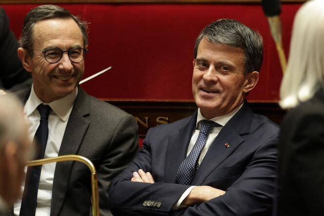 Le ministre de l’intérieur, Bruno Retailleau, et le ministre des outre-mer, Manuel Valls, à l’Assemblée nationale, à Paris, le 11 février 2025.