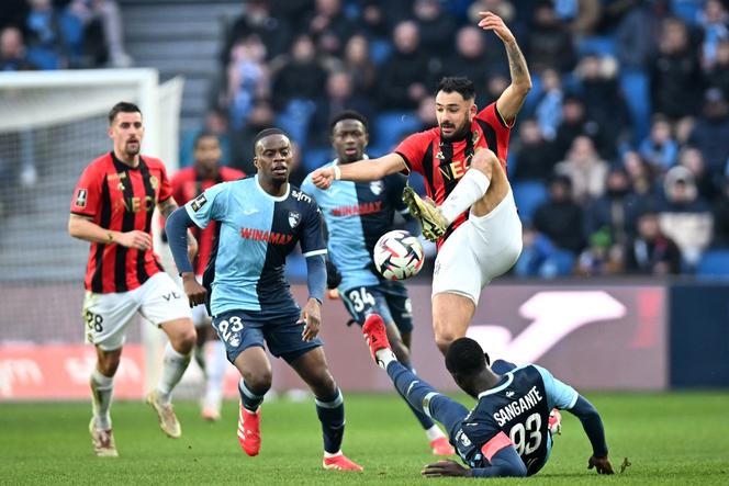 Gaëtan Laborde, attaquant de Nice lors de la rencontre de Ligue 1 contre Le Havre, le 16 février 2025.