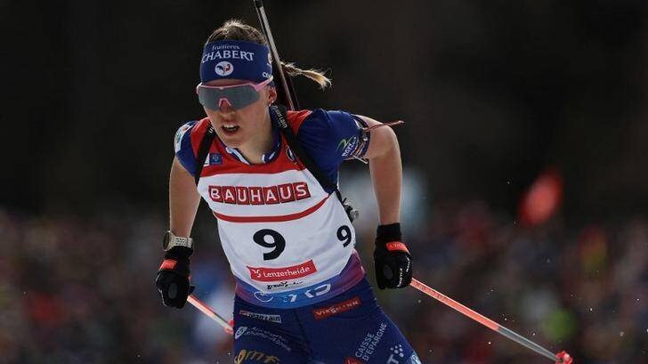 Océane Michelon lors des Championnats du monde de biathlon de l’UIB à Lenzerheide