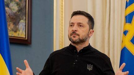 Le président ukrainien Volodymyr Zelensky lors d'une conférence de presse à Kiev