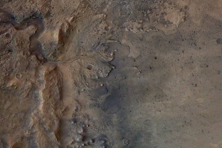 Restes d'un delta ancien dans le cratère de Jezero