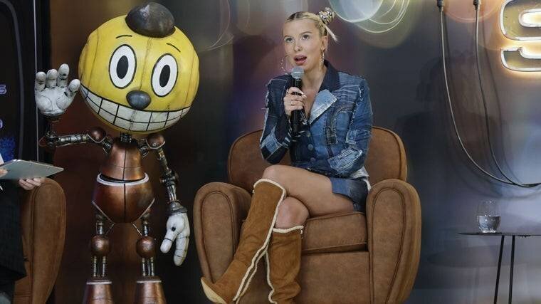 Millie Bobby Brown lors de la présentation de son film à Madrid.