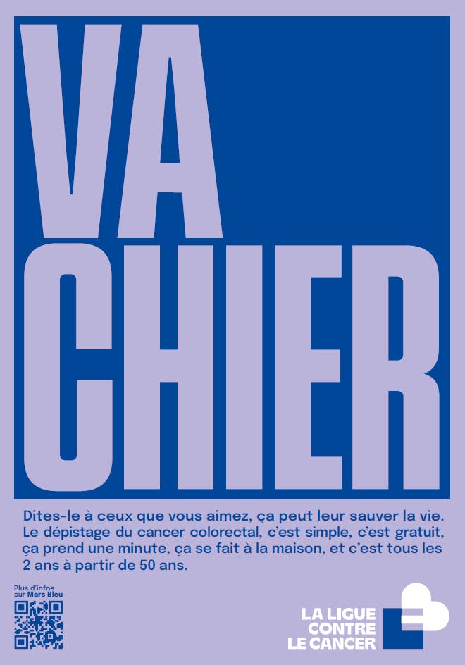 Affiche 'va chier', campagne de sensibilisation au cancer colorectal de la Ligue contre le cancer 2025