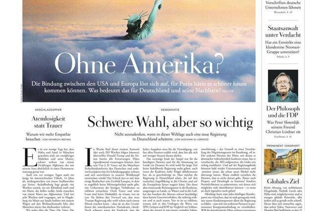 Sans l’Amérique ? Le message affiché à la une de “Die Zeit”.