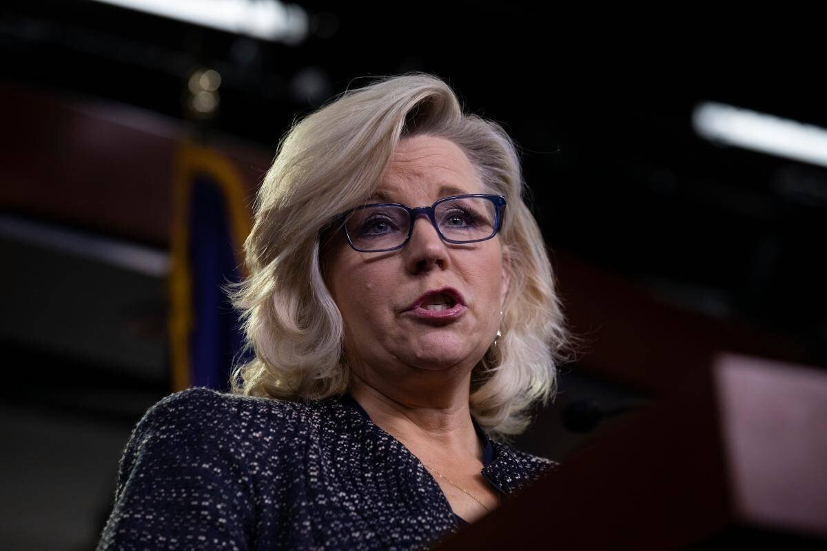 Liz Cheney lors d'une conférence de presse