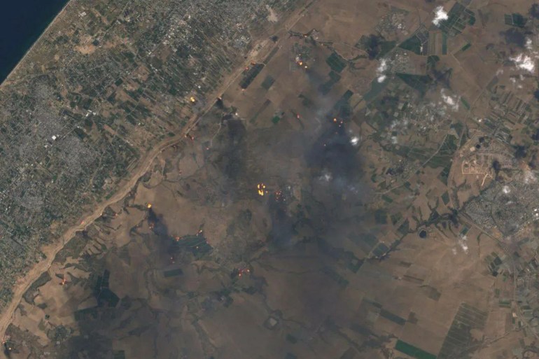 Images satellites des combats dans les colonies de Gaza.