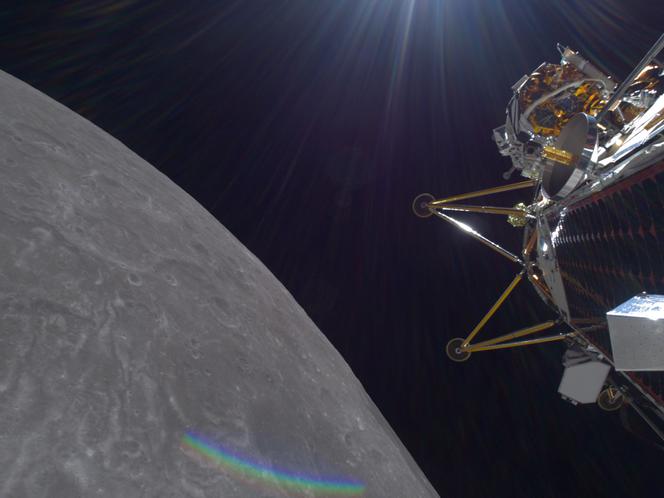 L’atterrisseur lunaire en orbite autour de la Lune, le 3 mars 2025 (image fournie par Intuitive Machines).