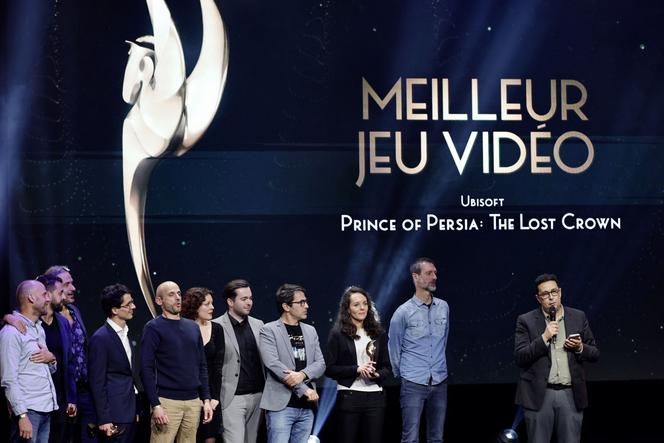 Des membres de l’équipe de « Prince of Persia : The Lost Crown » lors de la cérémonie des Pégases, à La Cigale, à Paris, le 6 mars 2025.
