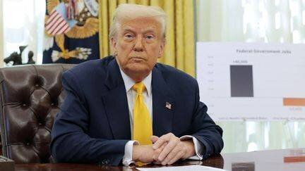 Le président américain, Donald Trump, le 7 mars 2025 à la Maison Blanche à Washington (Etats-Unis). (ANNA MONEYMAKER / GETTY IMAGES NORTH AMERICA / AFP)