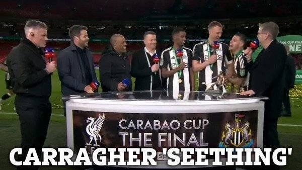 Moment sur Sky Sports avec Jamie Carragher et Bruno Guimaraes