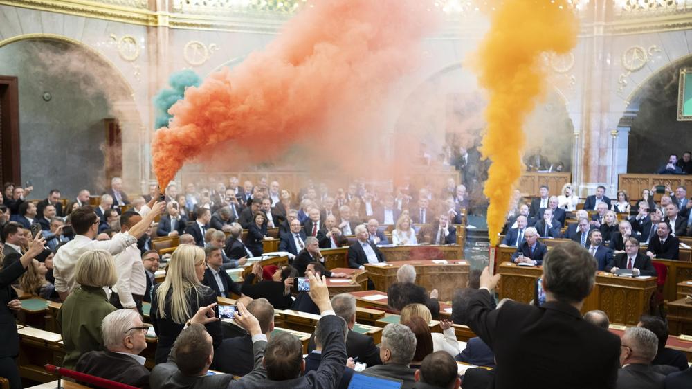 LGBTQ: Abgeordnete der Opposition zünden aus Protest gegen das Pride-Verbot Rauchbomben im Parlament.