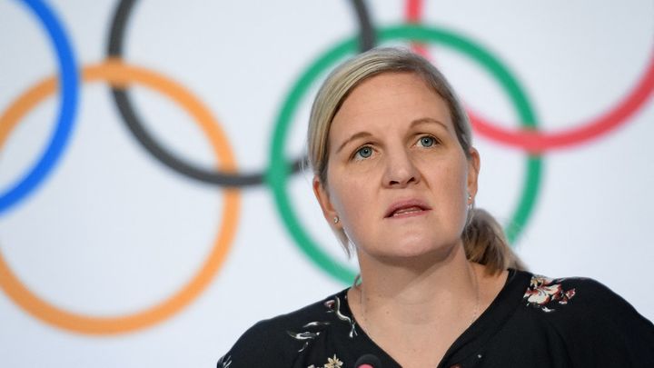 Kirsty Coventry, alors présidente de la commission des athlètes du CIO, le 9 janvier 2020 à Lausanne. (FABRICE COFFRINI / AFP)