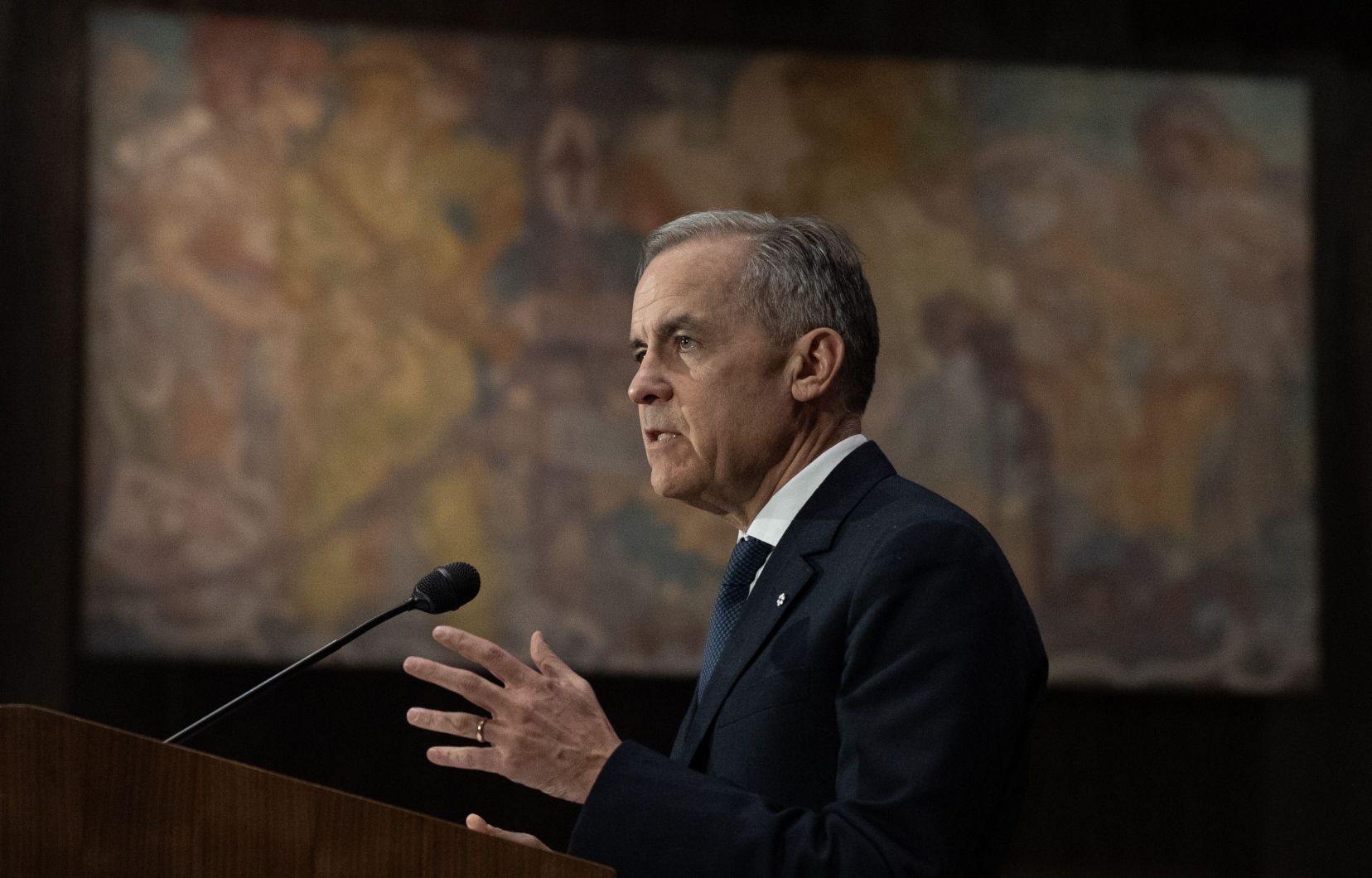 Mark Carney, chef libéral, en campagne électorale.