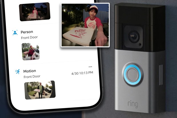 Application Ring montrant les notifications de livraison de pizza.