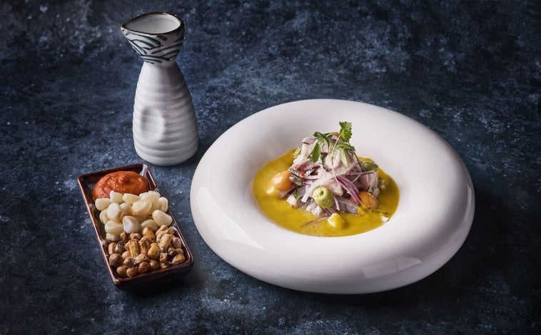 Ceviche de corvina, gyozas et croquetas de Pucará Orígenes.