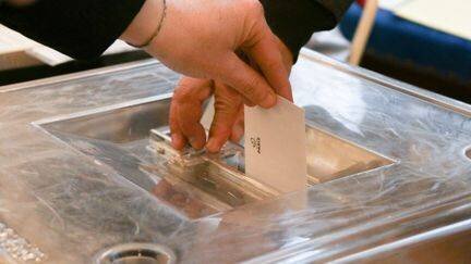 Une personne vote dans le 10e arrondissement de Paris, le 23 mars 2025, lors d'une consultation citoyenne. (QUENTIN DE GROEVE / HANS LUCAS / AFP)