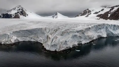 Vue du glacier Shoesmith sur l'île Horseshoe, Antarctique