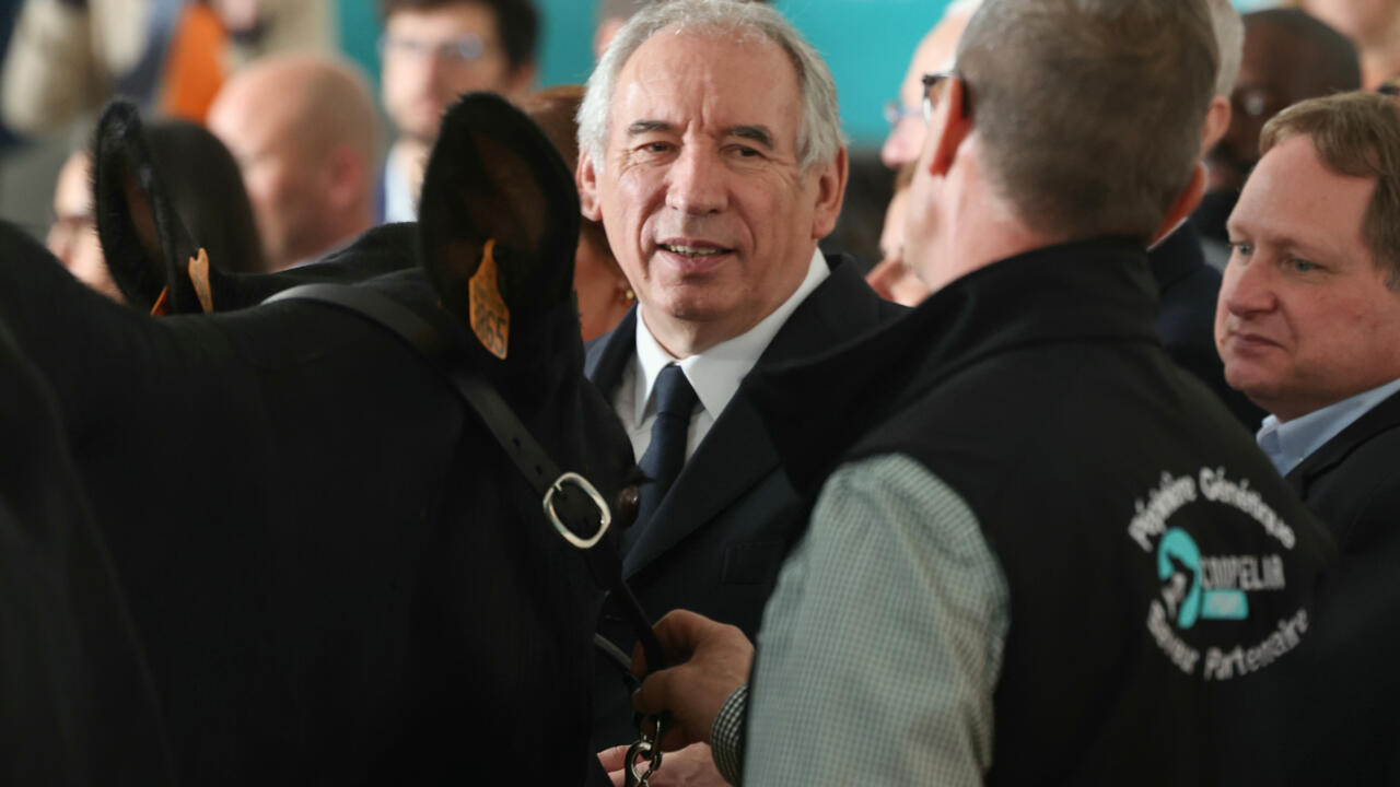 Le Premier ministre Francois Bayrou lors de son intervention à Coulommiers le 11 avril 2025.