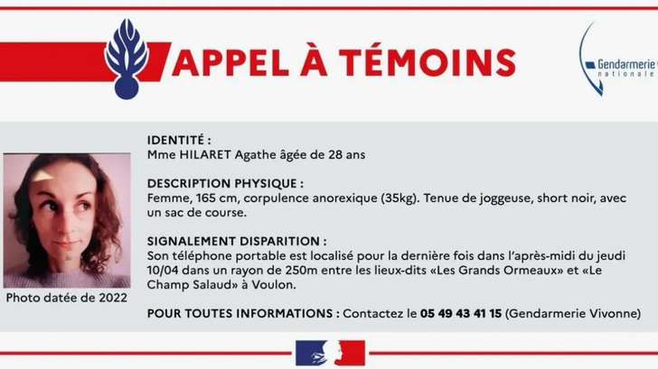 Appel à témoin pour retrouver Agathe Hilaret, joggeuse disparue.