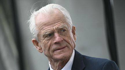 Peter Navarro, conseiller au commerce de Donald Trump, à Washington, la capitale fédérale des Etats-Unis, le 10 avril 2025. (BRENDAN SMIALOWSKI / AFP)