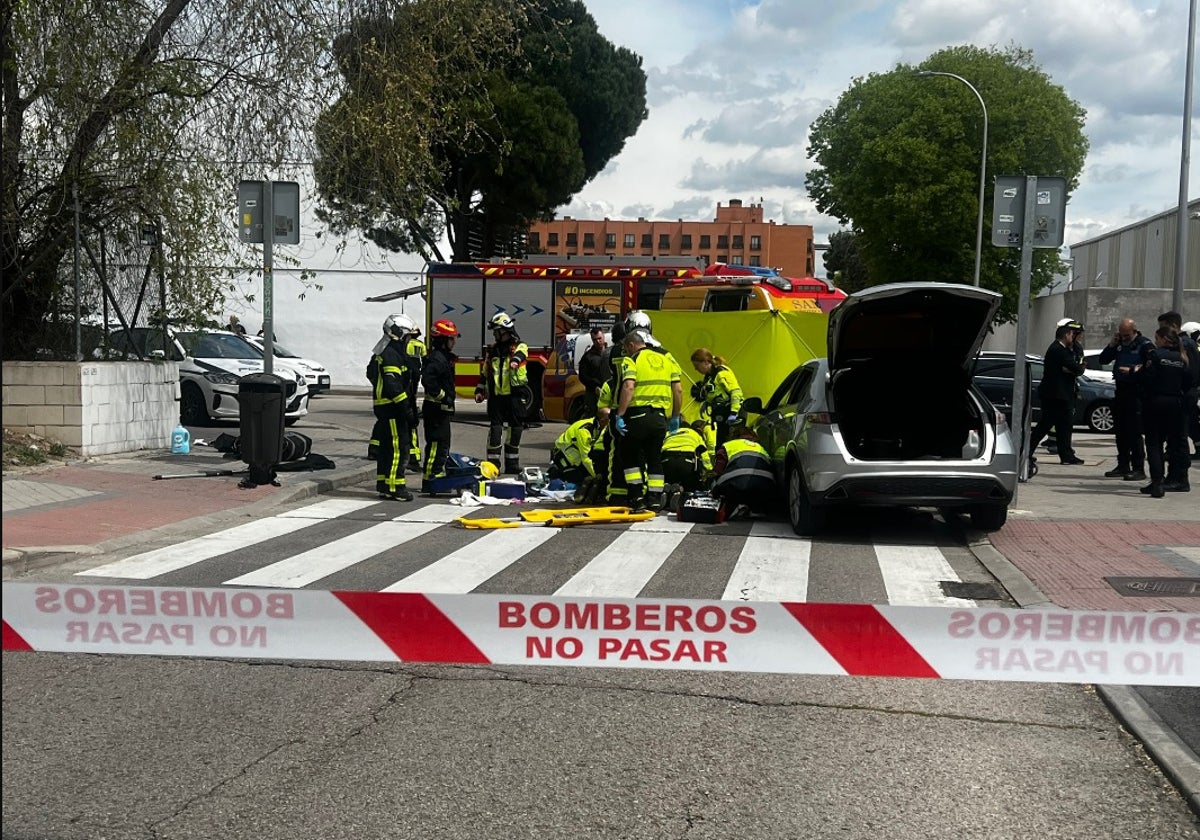 Les pompiers et le Samur sur les lieux de l’accident à San Blas