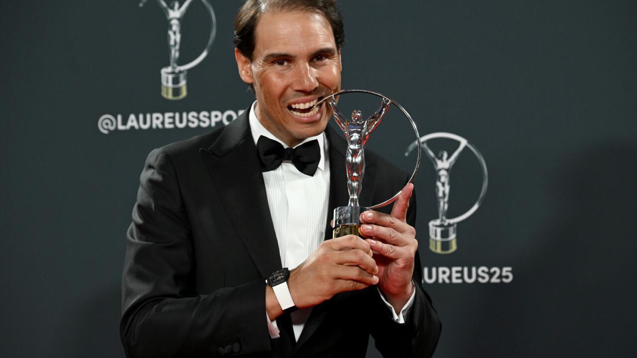L'Espagnol Rafael Nadal à la remise des Prix Laureus du sport à Madrid, le 21 avril 2025