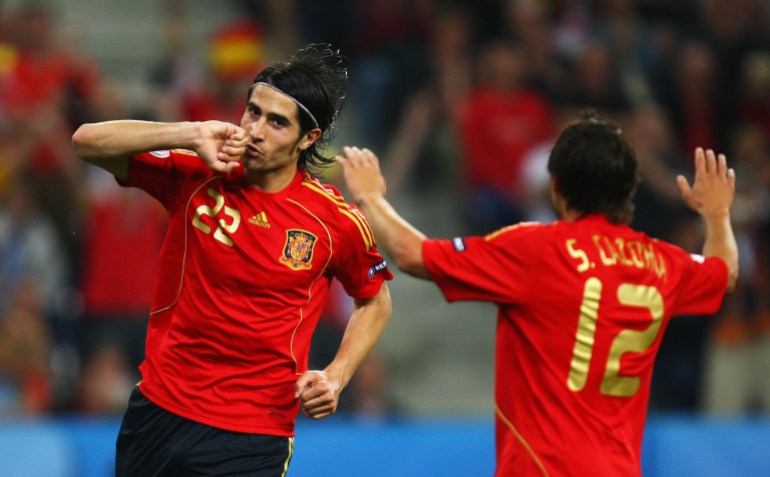 Robin de la Réd célébrant un but avec l'équipe d'Espagne à l'Euro 2008