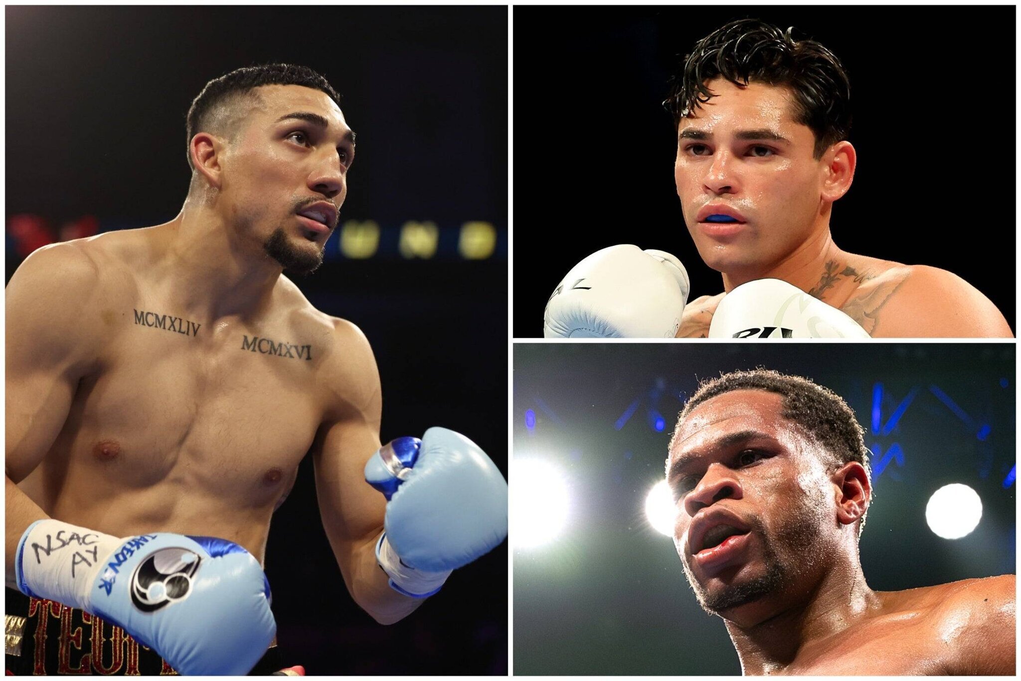 De gauche à droite : Teofimo Lopez, Ryan Garcia et Devin Haney