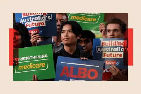 Supporters du Parti travailliste lors d'un rassemblement à Parramatta