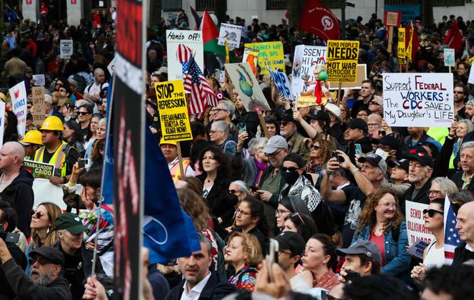 Lors d’un rassemblement contre l’administration Trump, à New York, le 1ᵉʳ mai 2025.
