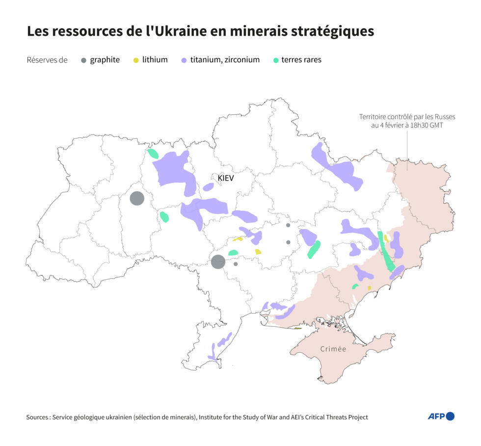 Carte des ressources de l'Ukraine en minerais stratégiques.