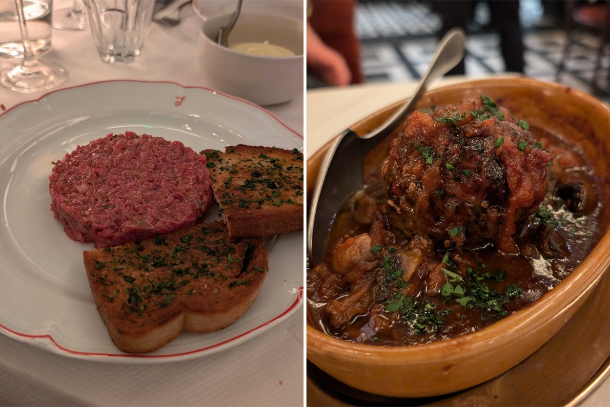 Plat principal classique et toast à l’ail, illustration du confort français chez Josephine
