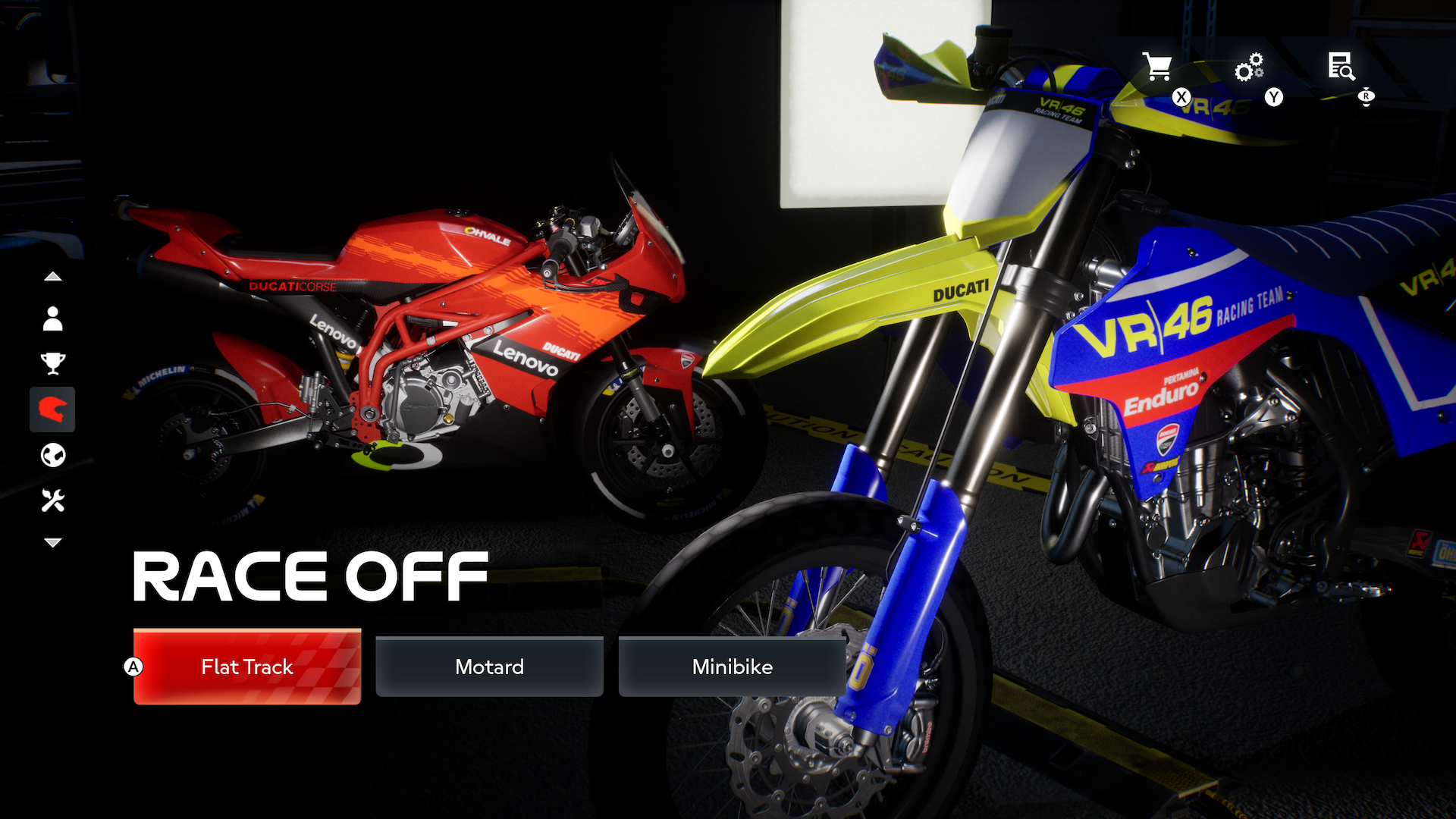 Menu du mode Race off dans MotoGP 25