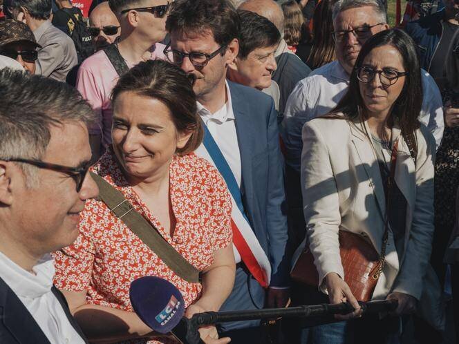 Marine Tondelier, lors de la manifestation du 1er-Mai à Dunkerque (Nord).