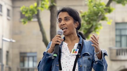 La secrétaire générale du SNES-FSU Sophie Vénétitay à Montreuil, le 17 juin 2024. (VINCENT ISORE / MAXPPP)