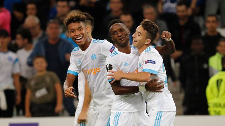 Maxime Lopez avec un coéquipier au Paris FC