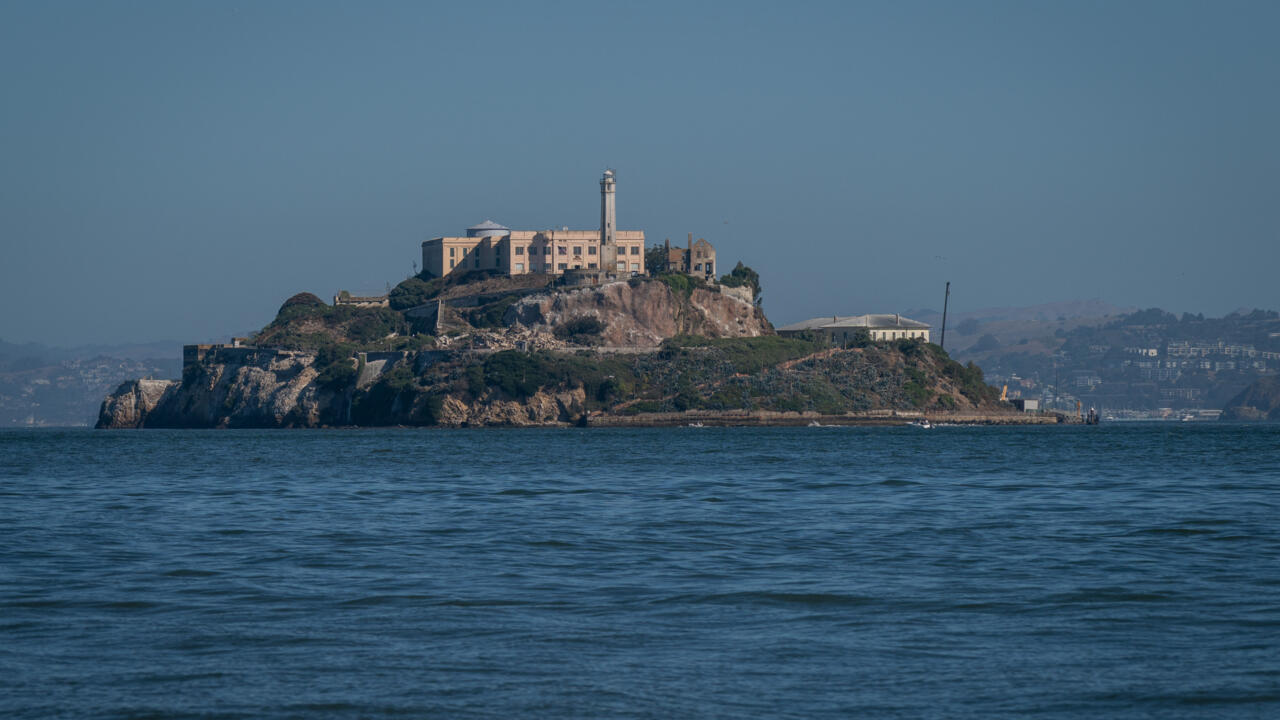 Vue générale de l'île d'Alcatraz, dans la baie de San Francisco, le 16 août 2024.