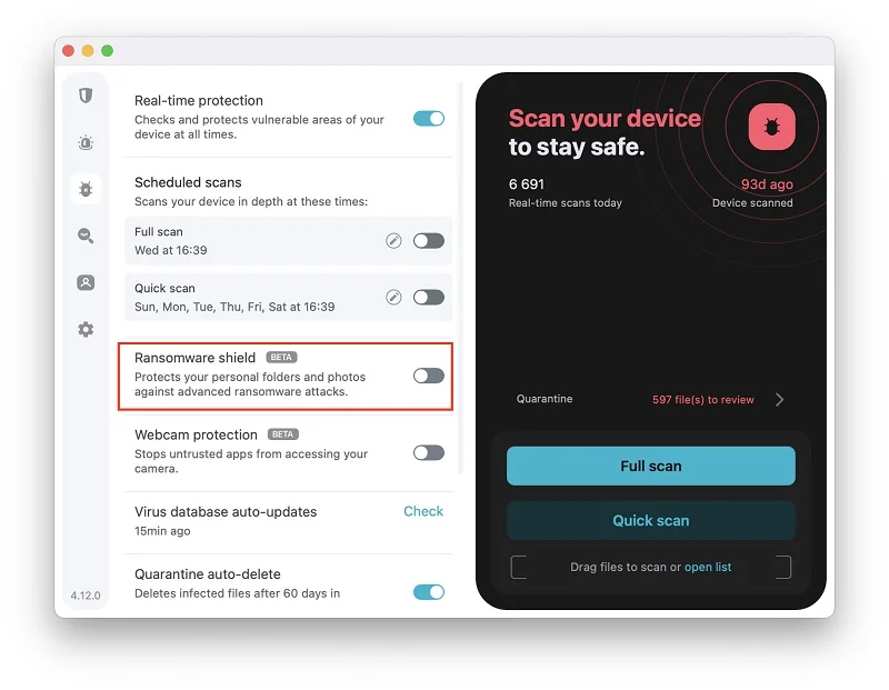 Ransomware Shield de Surfshark One sur macOS