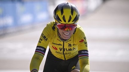 La Française Pauline Ferrand-Prévôt (Visma-Lease a bike) lors de Paris-Roubaix, le 12 avril 2025. (JULIEN DE ROSA / AFP)