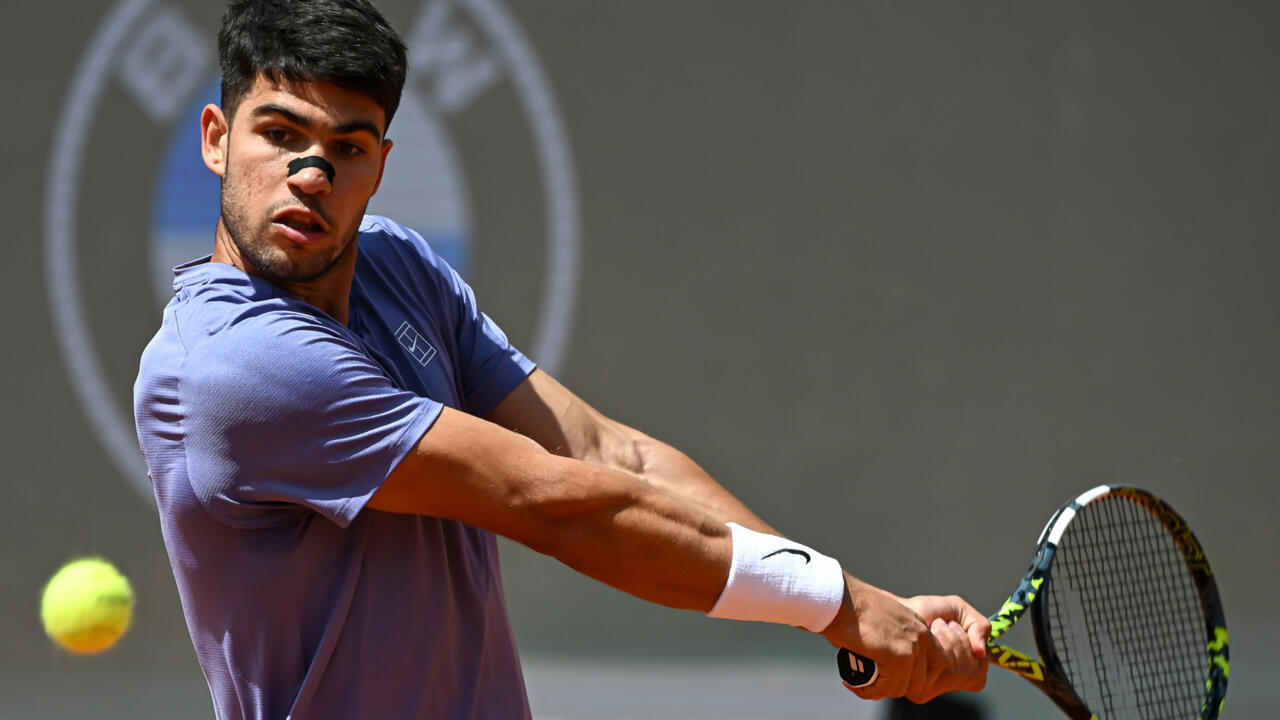 Carlos Alcaraz lors de son match face à Dusan Lajovic au Masters 1000 de Rome