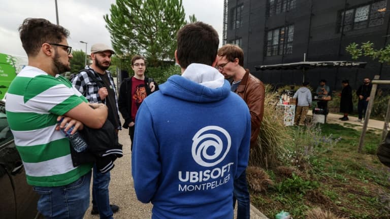 Des employés d'Ubisoft en grève à Montpellier, le 15 octobre 2024 dans l'Hérault
